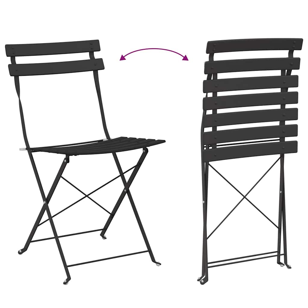 Cadeira Dobrável de Jardim 2 pcs Antracite 42 x 46 x 82cm Aço