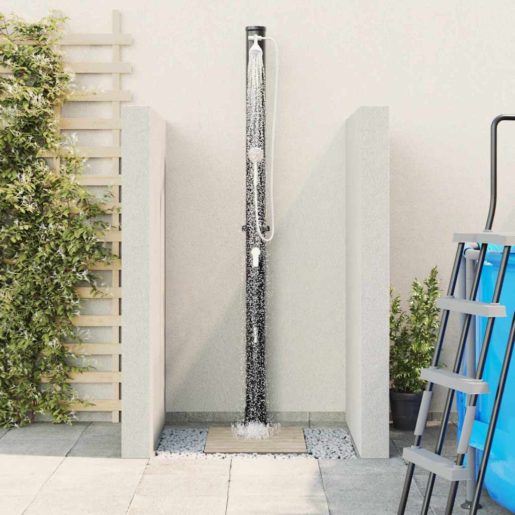 Chuveiro Solar para Exterior Preto 217 cm PVC e alumínio