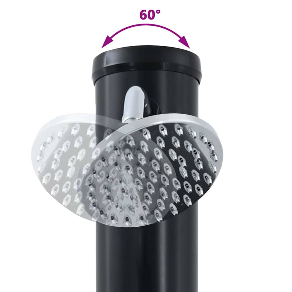 Chuveiro Solar para Exterior Preto 217 cm PVC e alumínio