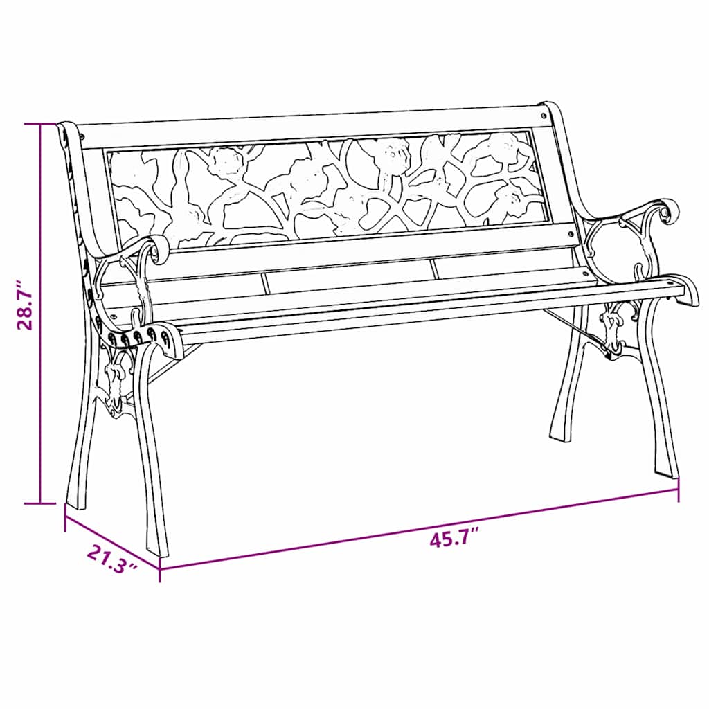 Banco de jardim com almofada Castanho 116 x 54 x 73 cm madeira