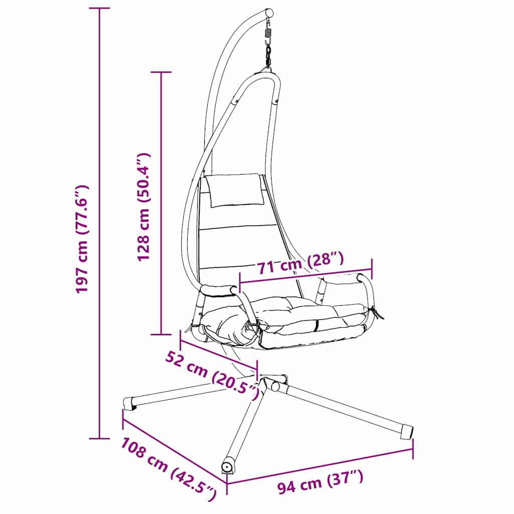 Cadeira suspensa tipo ovo Manual Bege 94 x 107 x 196.5 cm Aço