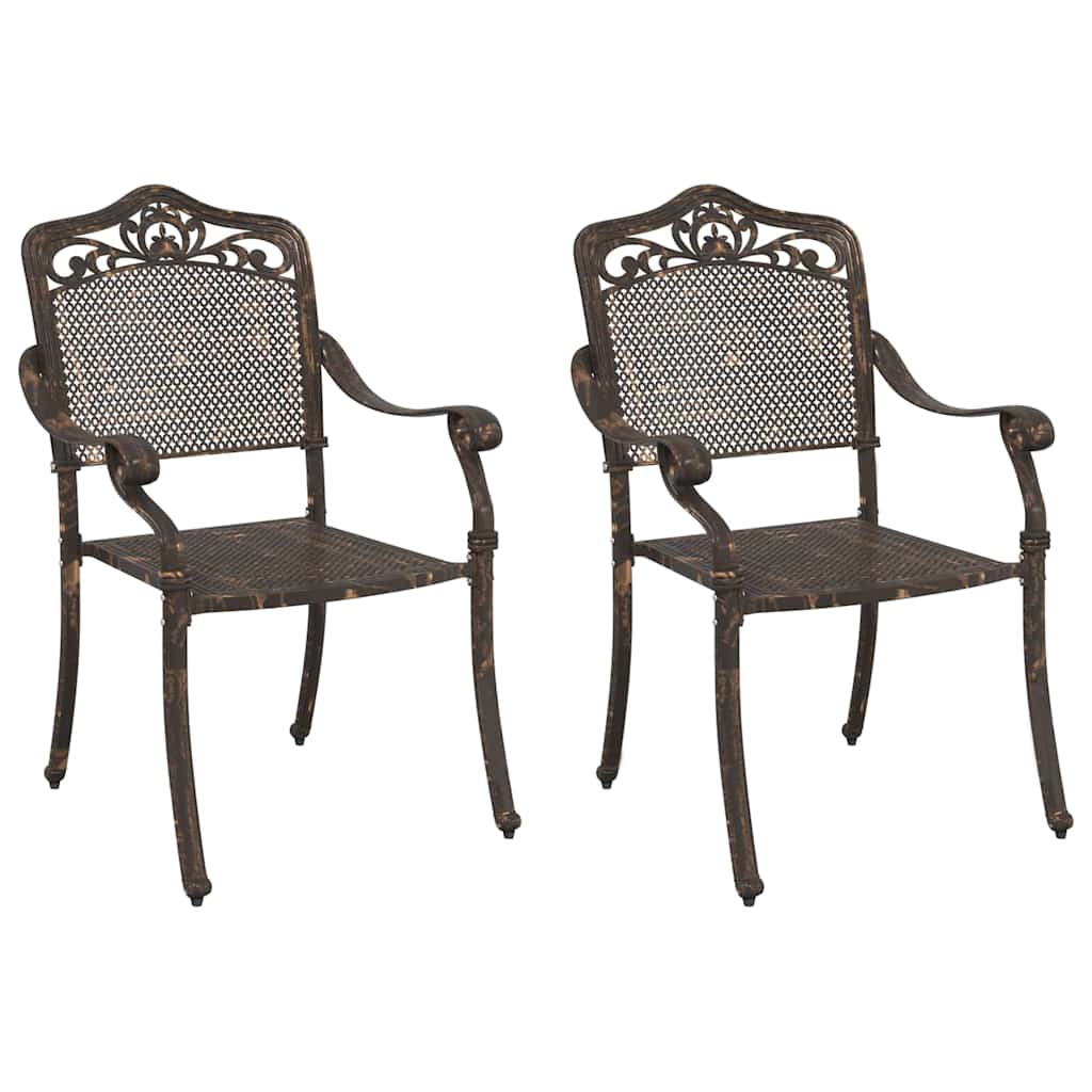 Cadeira de Jardim 2 pcs Bronze 55 x 56.5 x 91cm Alumínio