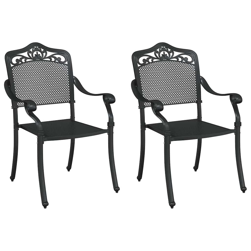 Cadeira de Jardim 2 pcs Preto 55 x 56.5 x 91cm Alumínio