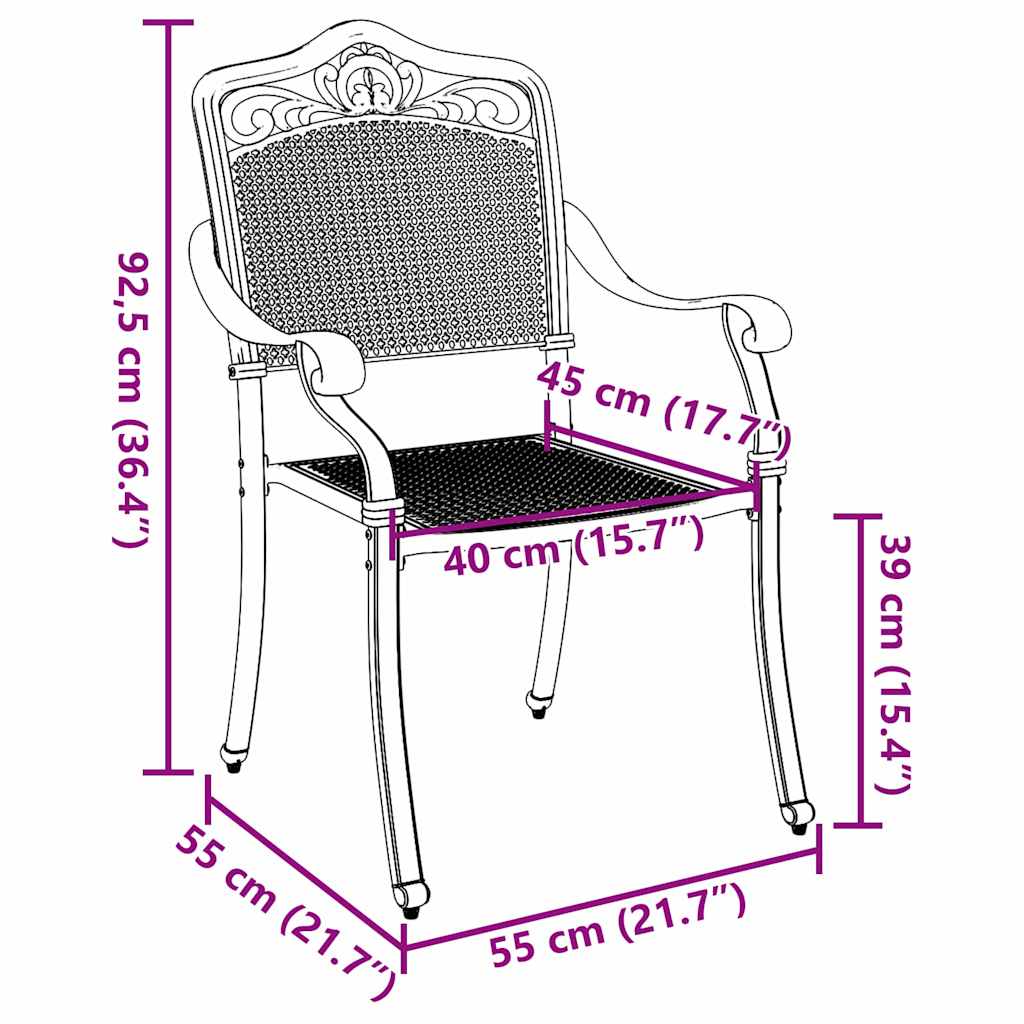 Cadeira de Jardim 2 pcs Branco 55 x 56.5 x 91cm Alumínio