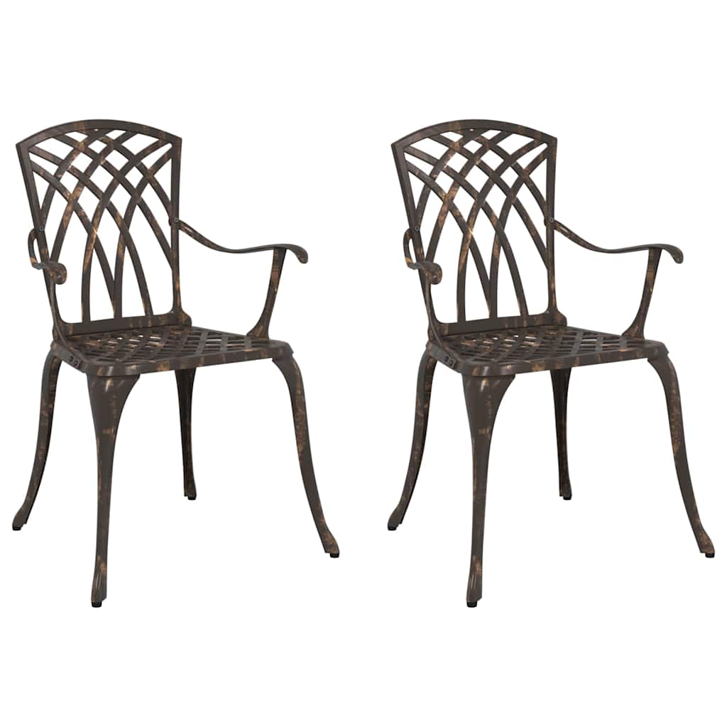 Cadeira de Jardim 2 pcs Bronze 55 x 56.5 x 91cm Alumínio