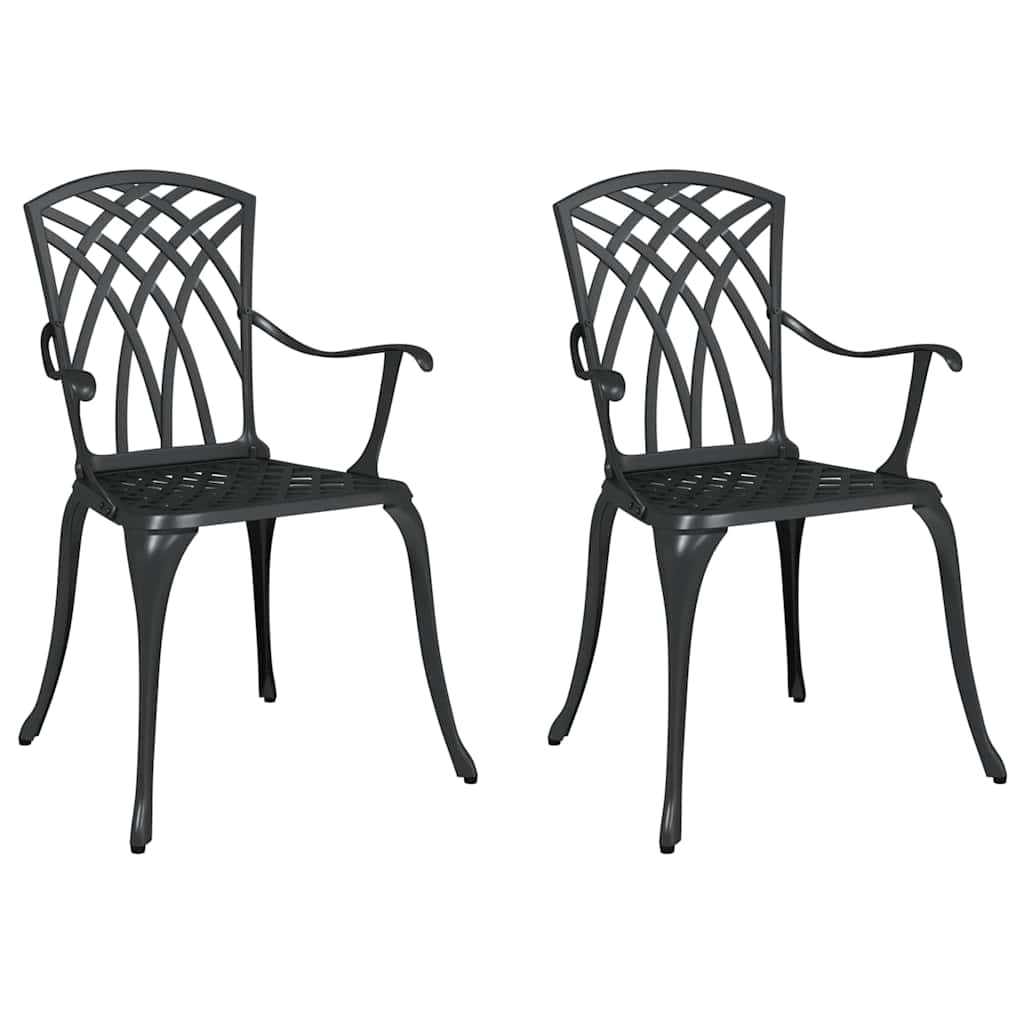 Cadeira de Jardim 2 pcs Preto 55 x 56.5 x 91cm Alumínio