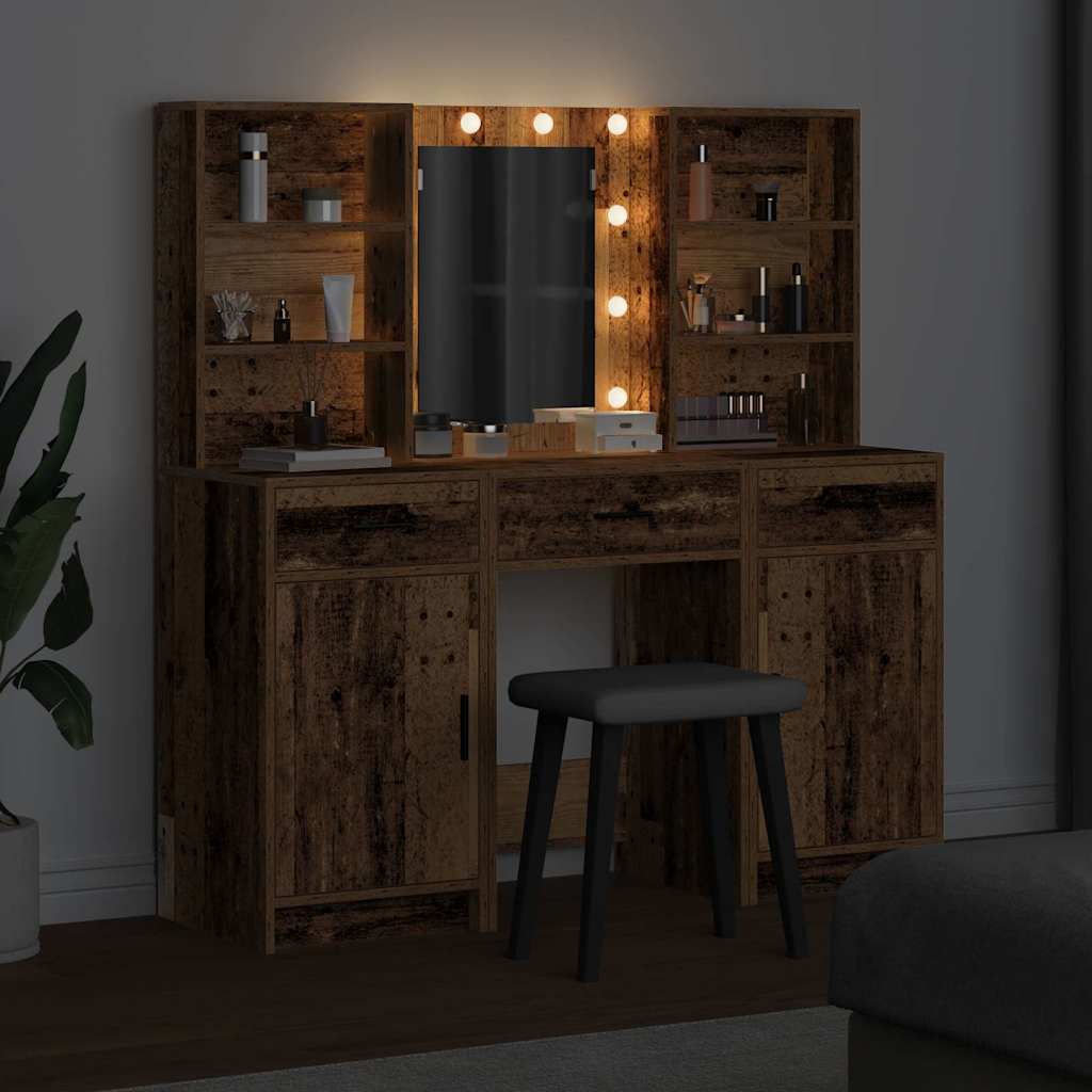 Conjunto de Mesa de Vestir com gaveta 3 pcs Madeira antiga
