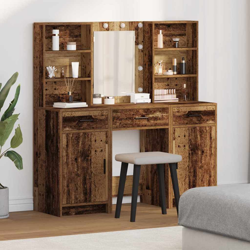 Conjunto de Mesa de Vestir com gaveta 3 pcs Madeira antiga