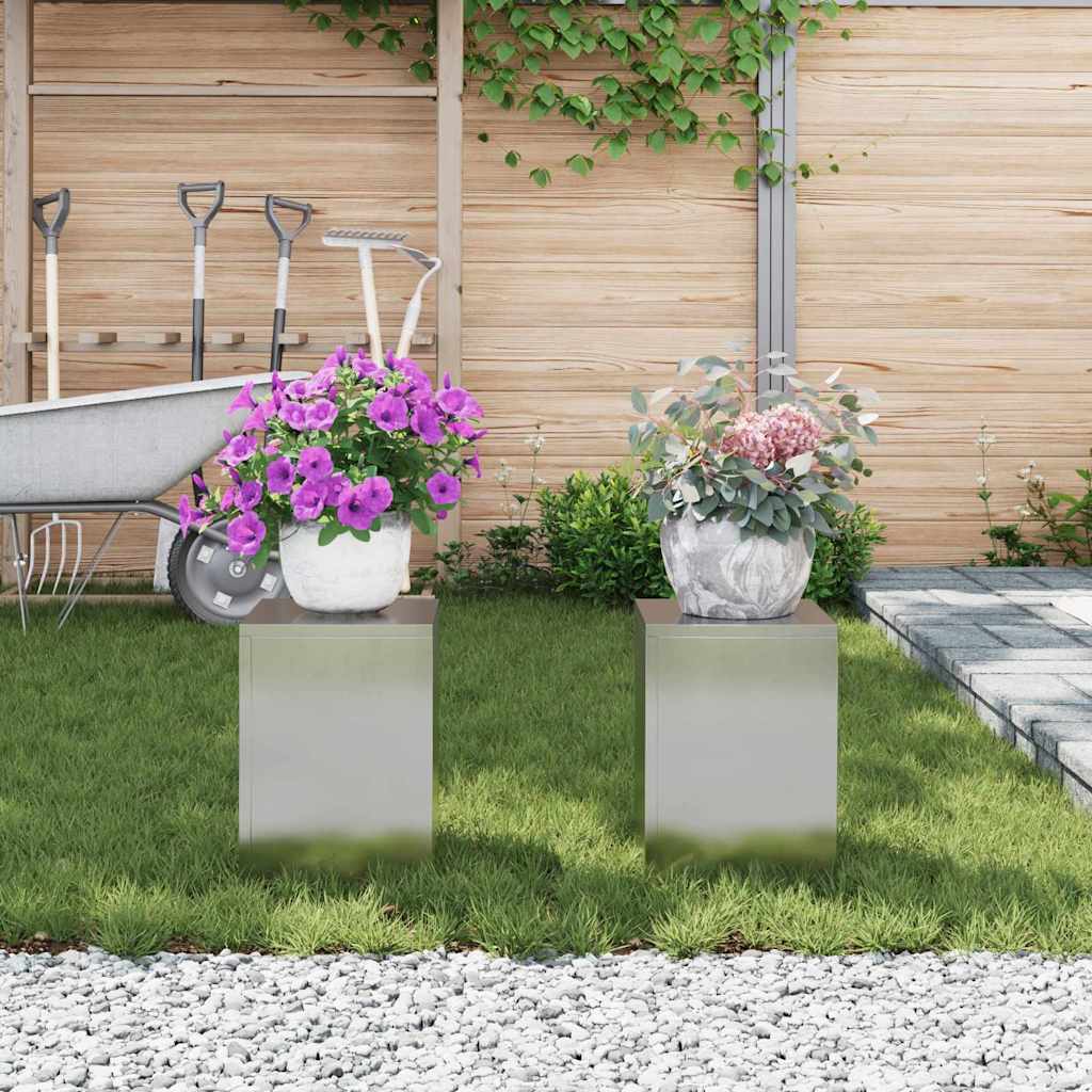 Suportes para plantas 2 pcs Prateado 24 x 24 x 35 cm