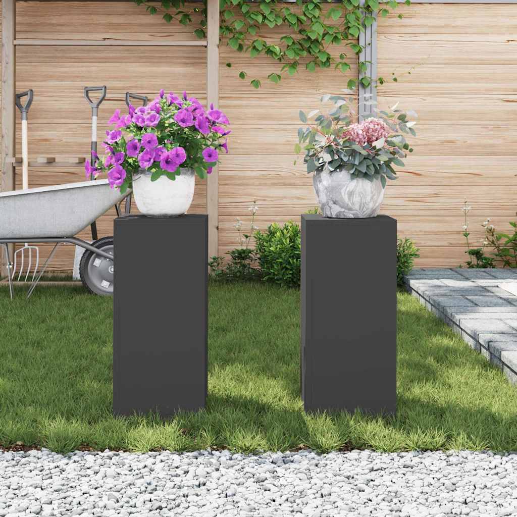 Suportes para plantas 2 pcs Preto 24 x 24 x 55 cm Aço