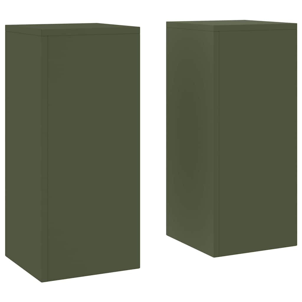 Suportes para plantas 2 pcs Verde-oliva 24 x 24 x 55 cm Aço
