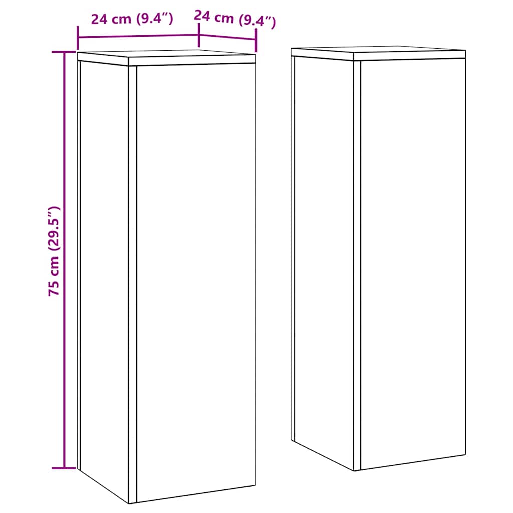 Suportes para plantas 2 pcs Preto 24 x 24 x 75 cm Aço