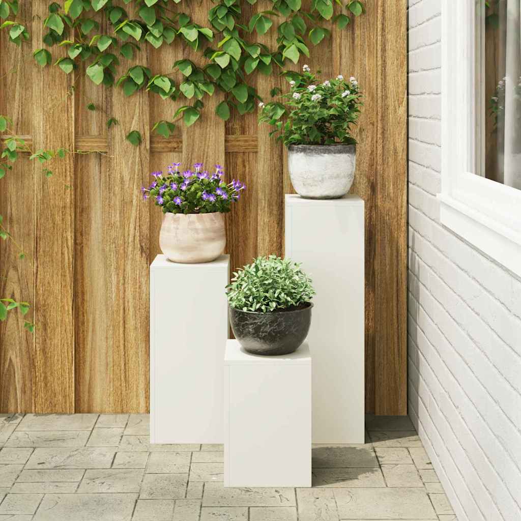 Suportes para plantas 3 pcs Branco 24 x 24 x 75 cm Aço
