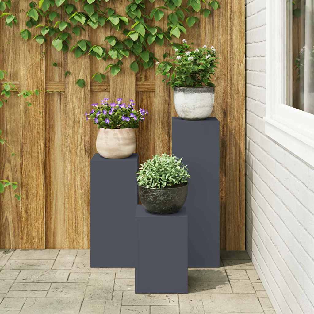 Suportes para plantas 3 pcs Antracite 24 x 24 x 75 cm Aço