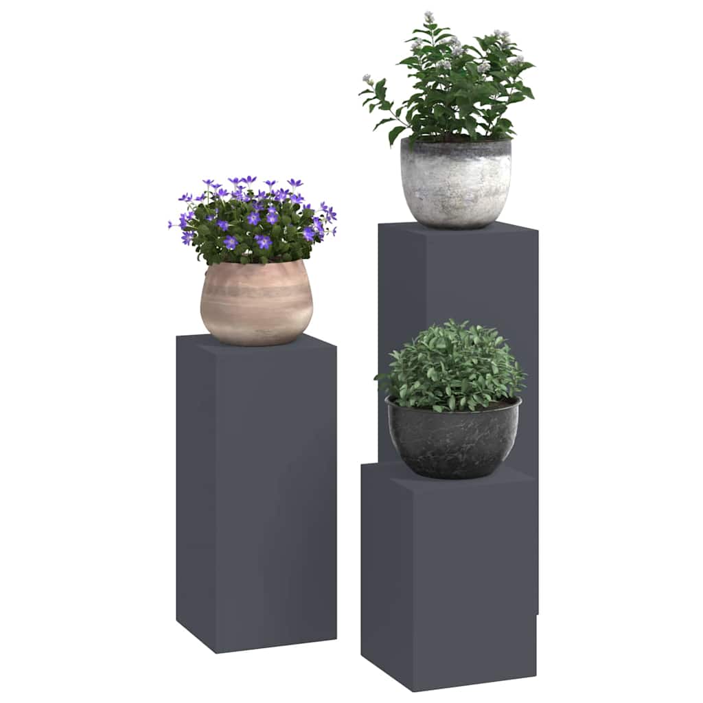 Suportes para plantas 3 pcs Antracite 24 x 24 x 75 cm Aço