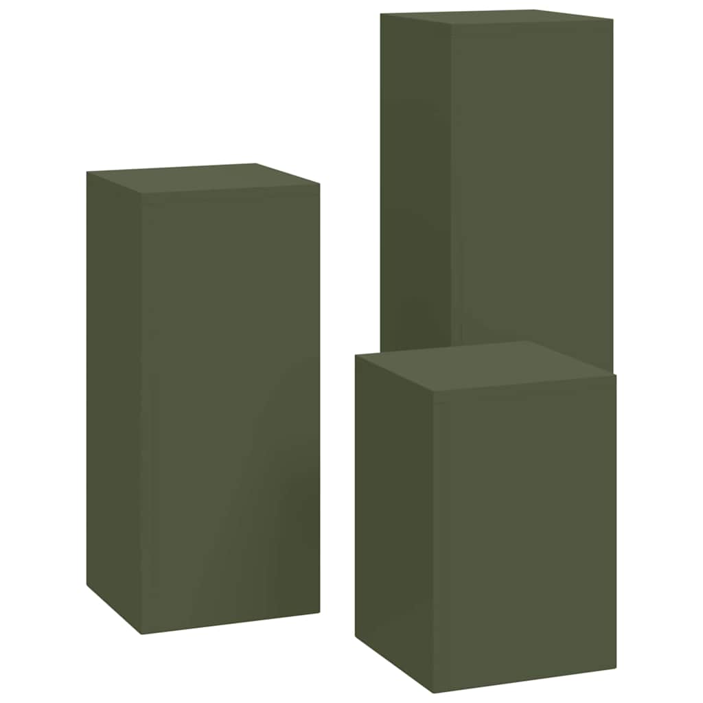 Suportes para plantas 3 pcs Verde-oliva 24 x 24 x 75 cm Aço