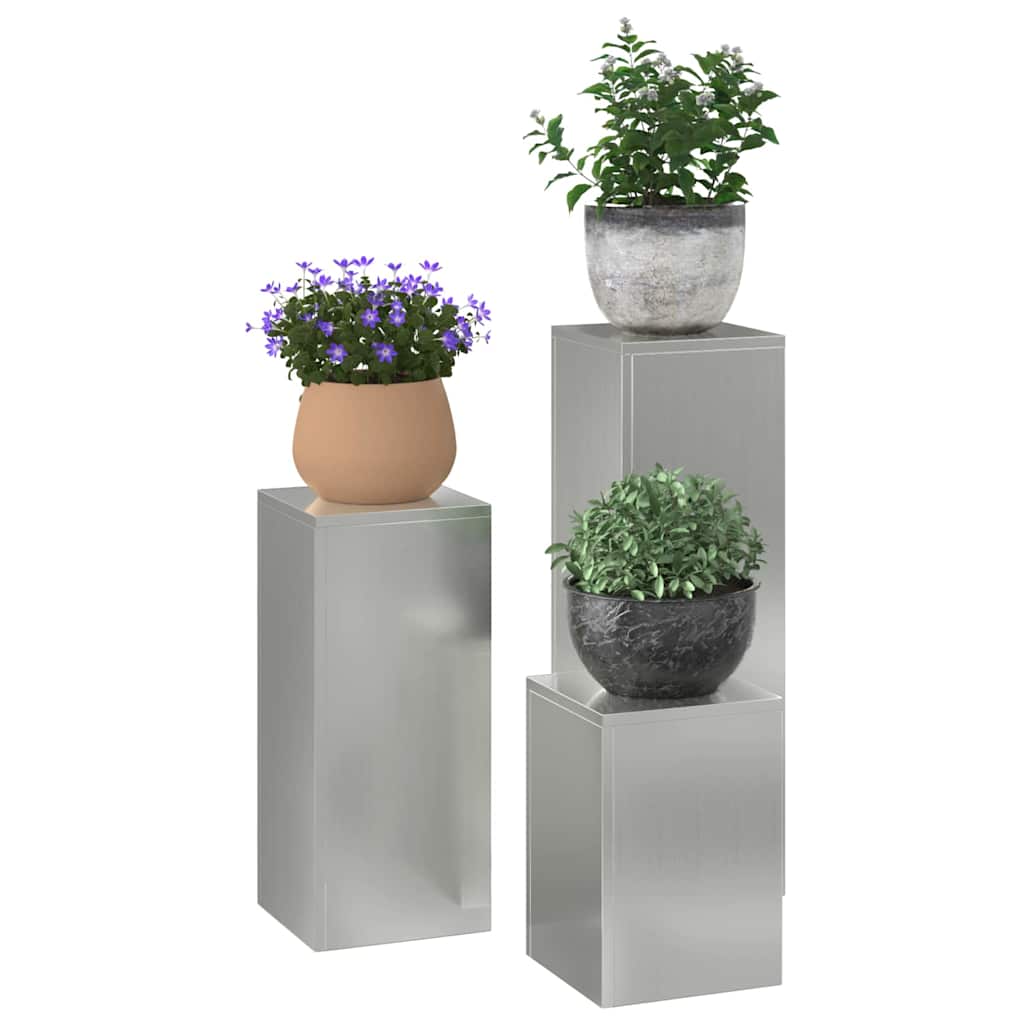 Suportes para plantas 3 pcs Prateado 24 x 24 x 75 cm