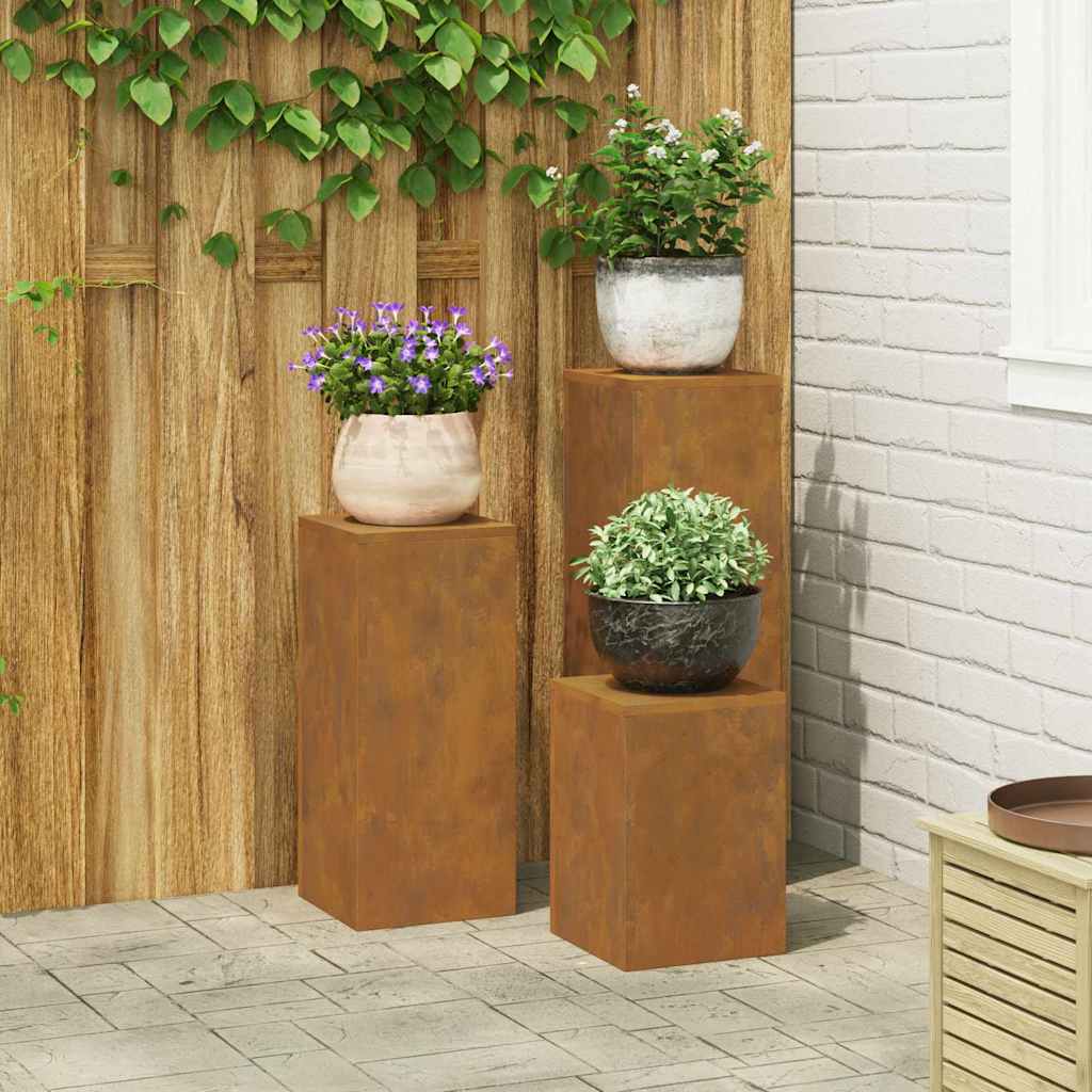 Suportes para plantas 3 pcs Ferro Enferrujado 24 x 24 x 75 cm
