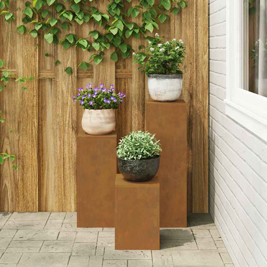 Suportes para plantas 3 pcs Ferro Enferrujado 24 x 24 x 75 cm