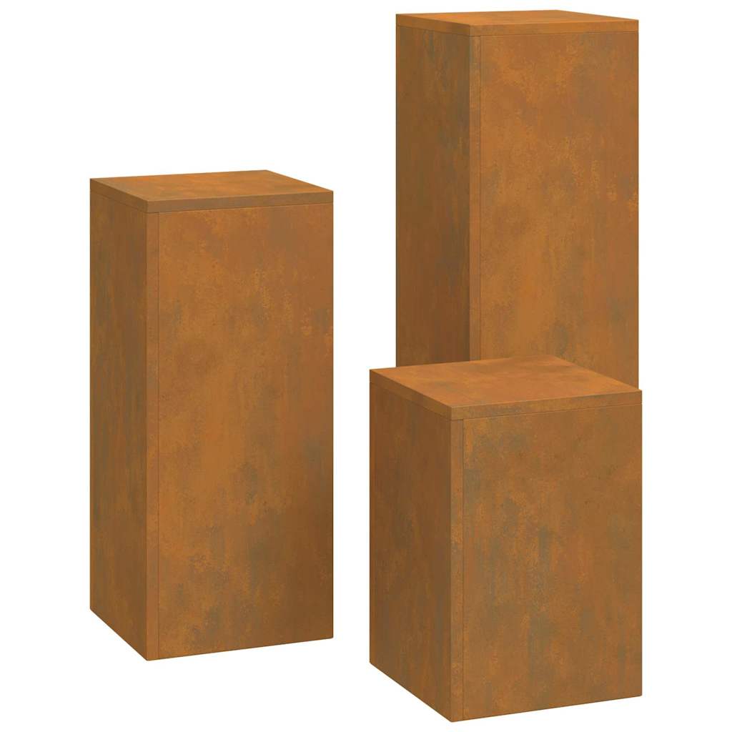 Suportes para plantas 3 pcs Ferro Enferrujado 24 x 24 x 75 cm