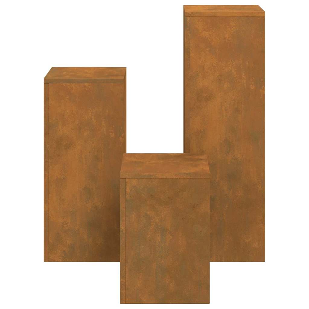 Suportes para plantas 3 pcs Ferro Enferrujado 24 x 24 x 75 cm