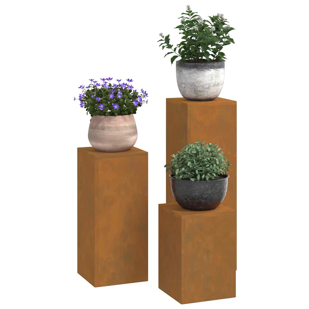 Suportes para plantas 3 pcs Ferro Enferrujado 24 x 24 x 75 cm