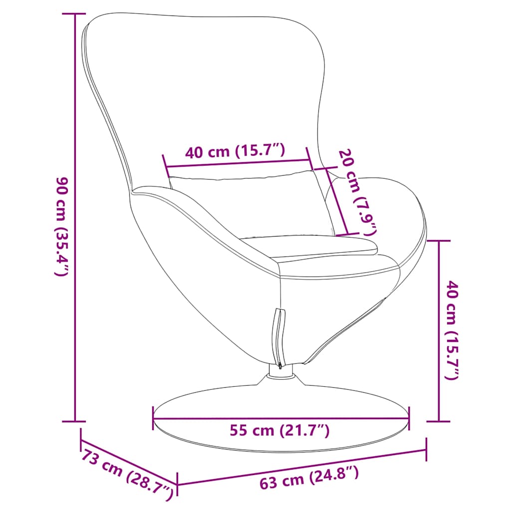 Cadeira ovo Roxo 63 x 73 x 90 cm tecido