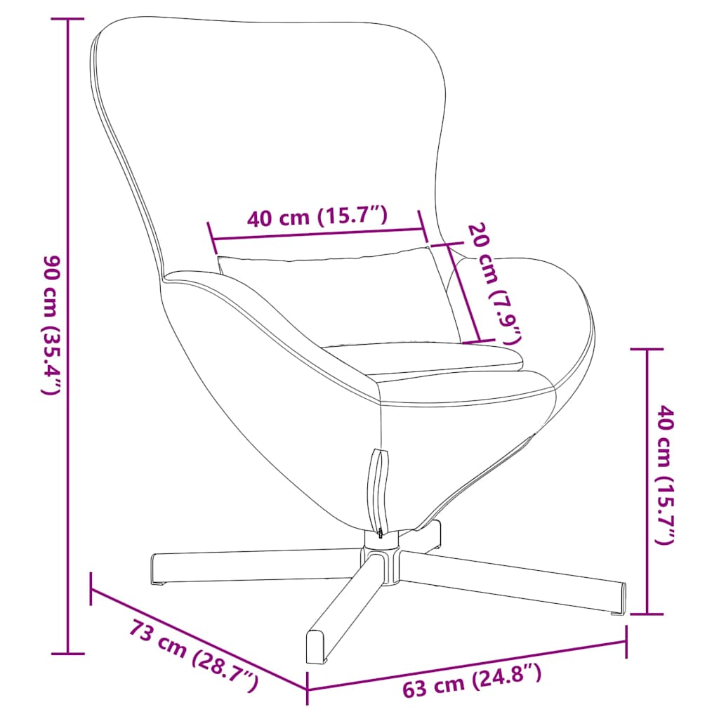 Cadeira ovo Cinzento-claro 63 x 73 x 90 cm tecido