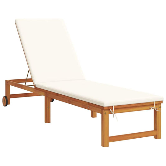 Espreguiçadeira com almofada 1-pessoa Castanho 53 x 202 x 89cm
