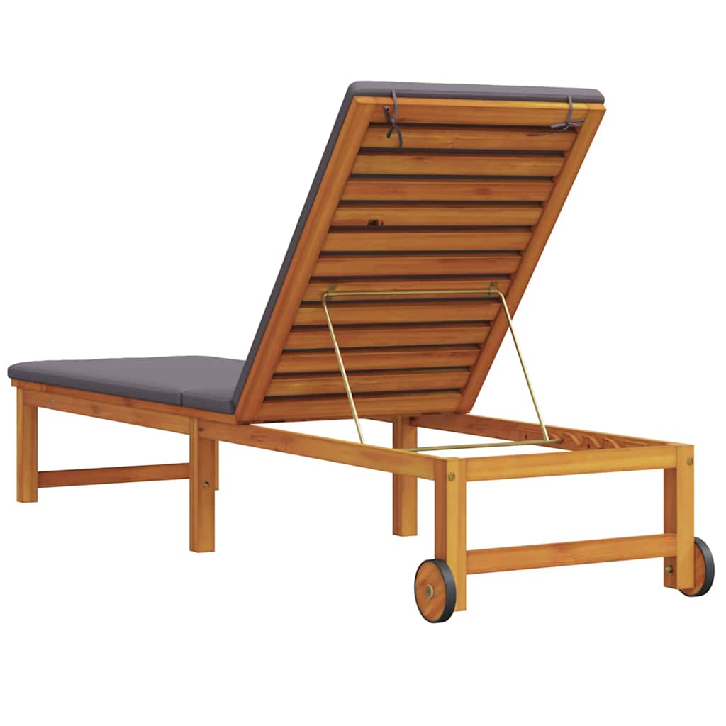 Espreguiçadeira com almofada 1-pessoa Castanho 53 x 202 x 89cm