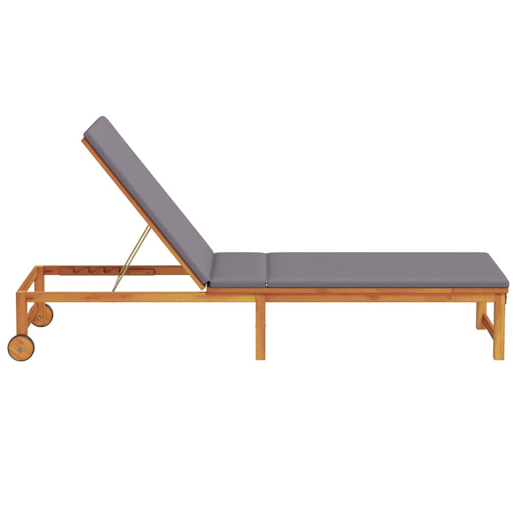 Espreguiçadeira com almofada 1-pessoa Castanho 53 x 202 x 89cm