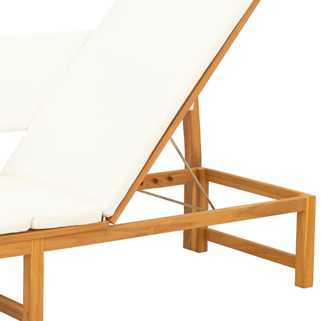 Espreguiçadeira com almofada 1-pessoa Castanho 200 x 57 x 75cm