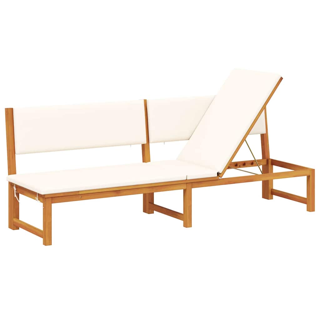 Espreguiçadeira com almofada 1-pessoa Castanho 200 x 57 x 75cm