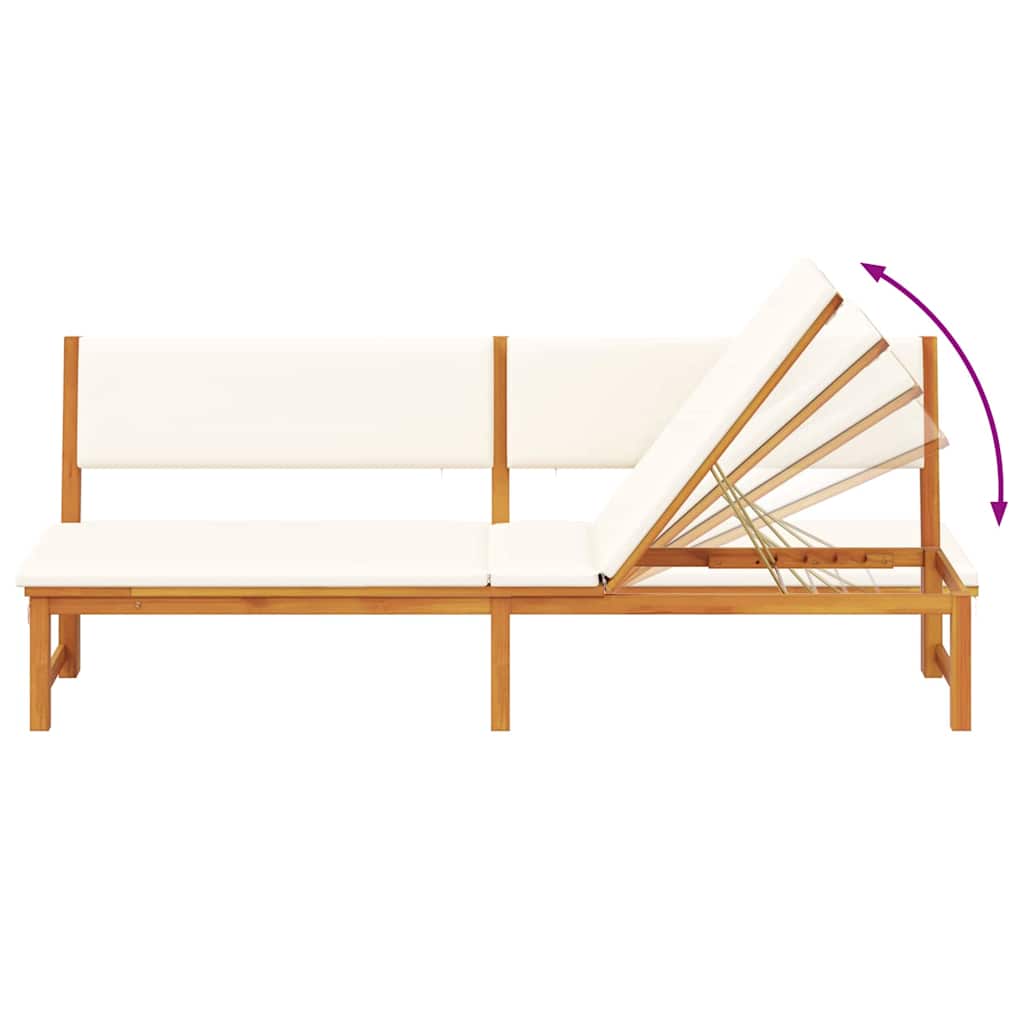 Espreguiçadeira com almofada 1-pessoa Castanho 200 x 57 x 75cm