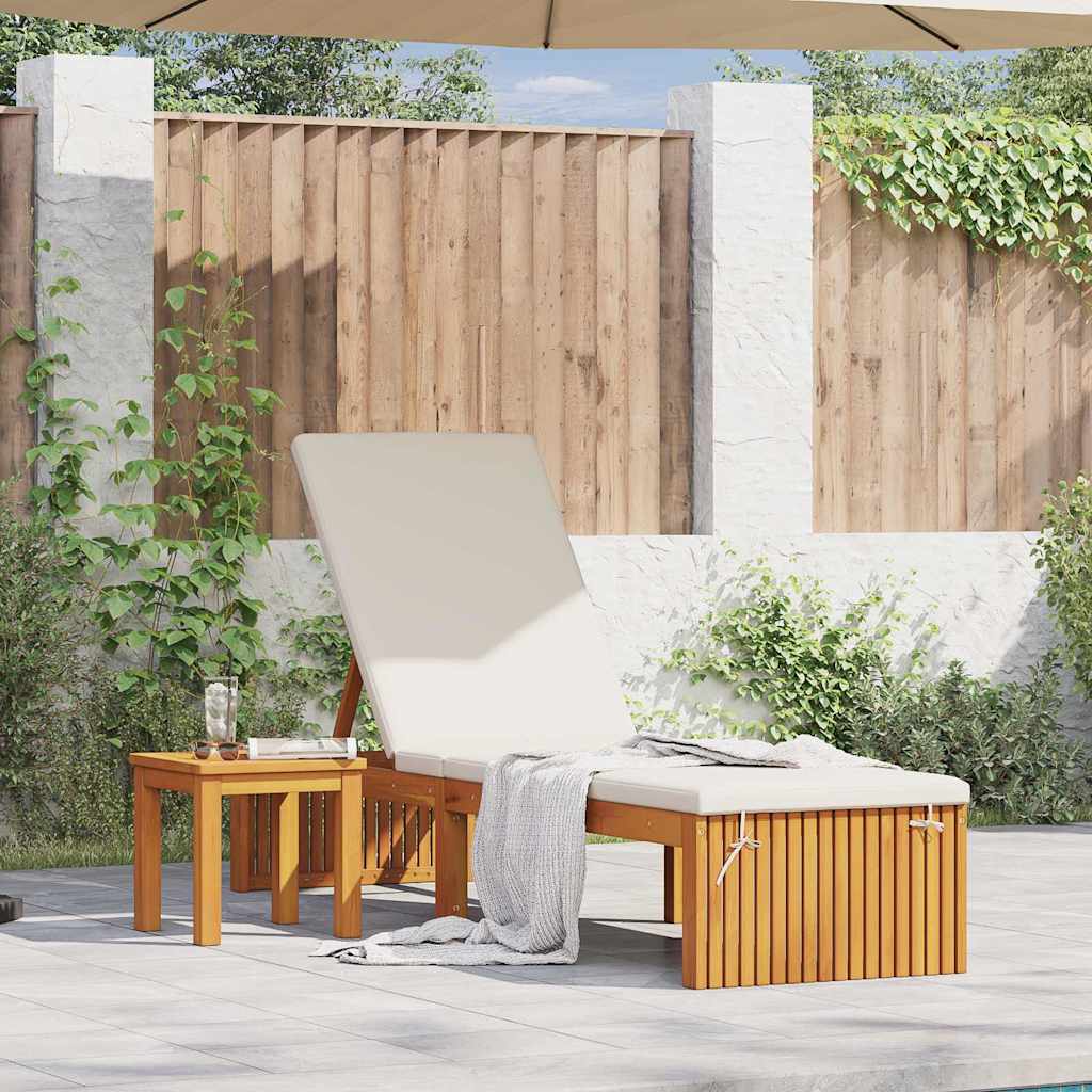 Espreguiçadeira com almofada 1-pessoa Castanho 200 x 55 x 94cm