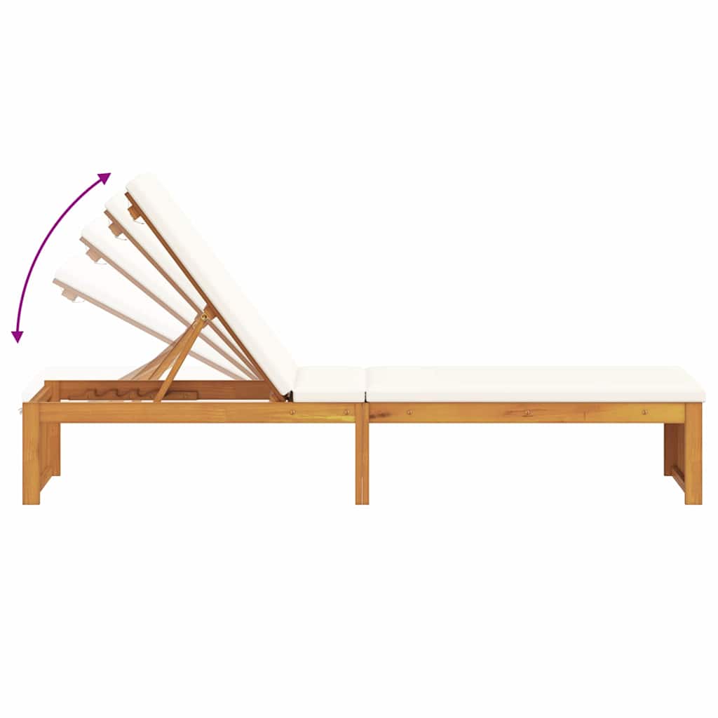 Espreguiçadeira com almofada 1-pessoa Castanho 200 x 55 x 94cm