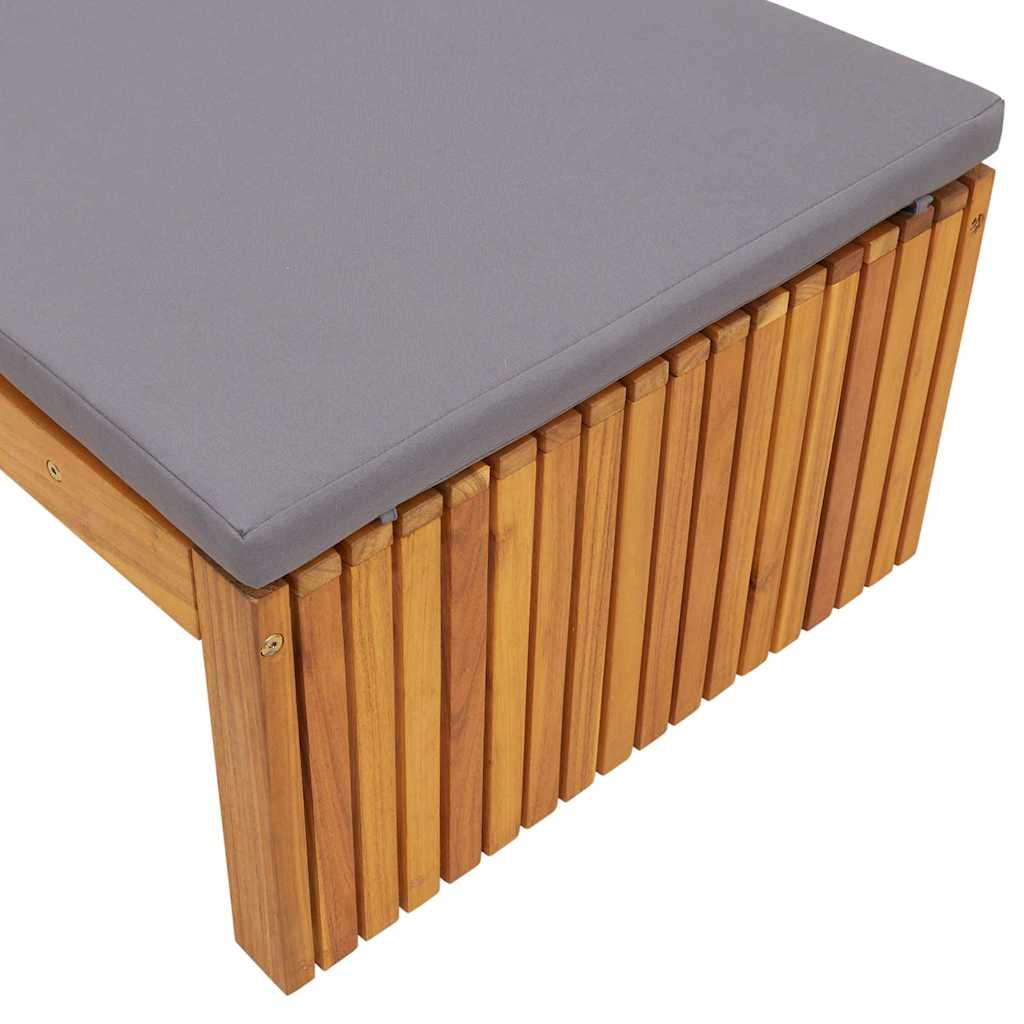 Espreguiçadeira com almofada 1-pessoa Castanho 200 x 55 x 94cm