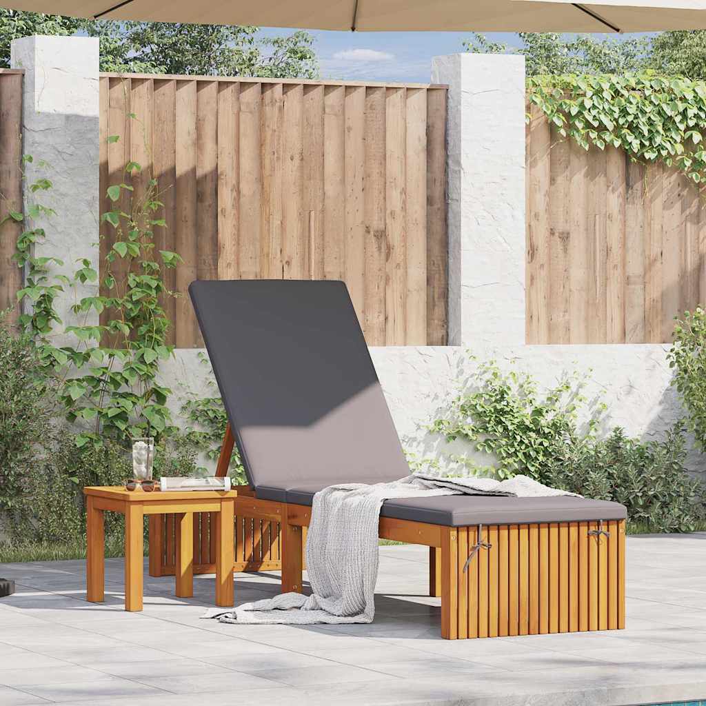 Espreguiçadeira com almofada 1-pessoa Castanho 200 x 55 x 94cm
