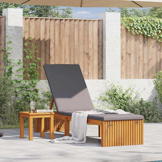 Espreguiçadeira com almofada 1-pessoa Castanho 200 x 55 x 94cm