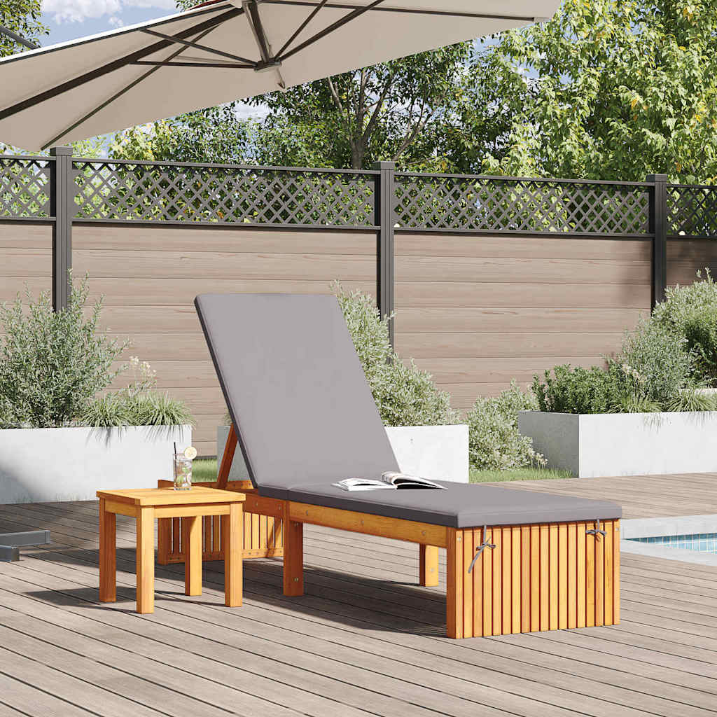 Espreguiçadeira com almofada 1-pessoa Castanho 200 x 55 x 94cm