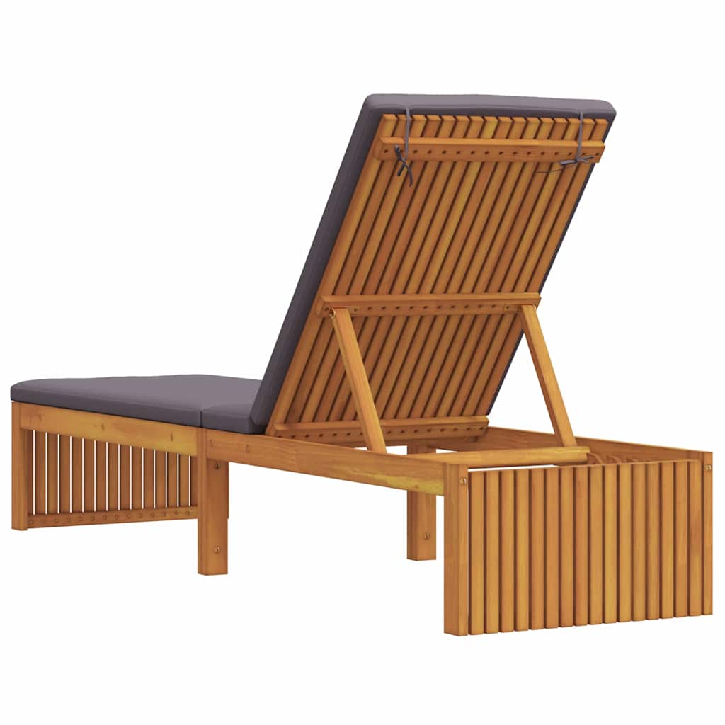 Espreguiçadeira com almofada 1-pessoa Castanho 200 x 55 x 94cm
