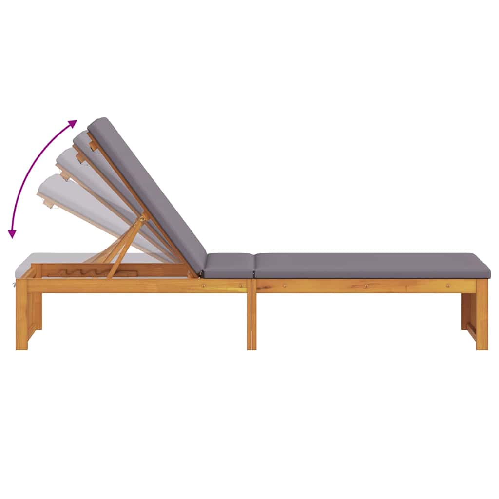 Espreguiçadeira com almofada 1-pessoa Castanho 200 x 55 x 94cm