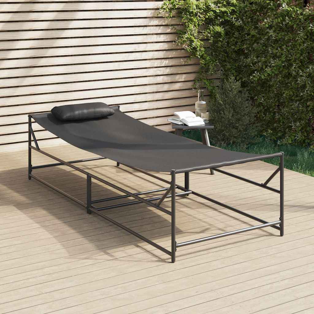 Cama de Sol Antracite 200 x 74 x 73 cm Textileno e Aço
