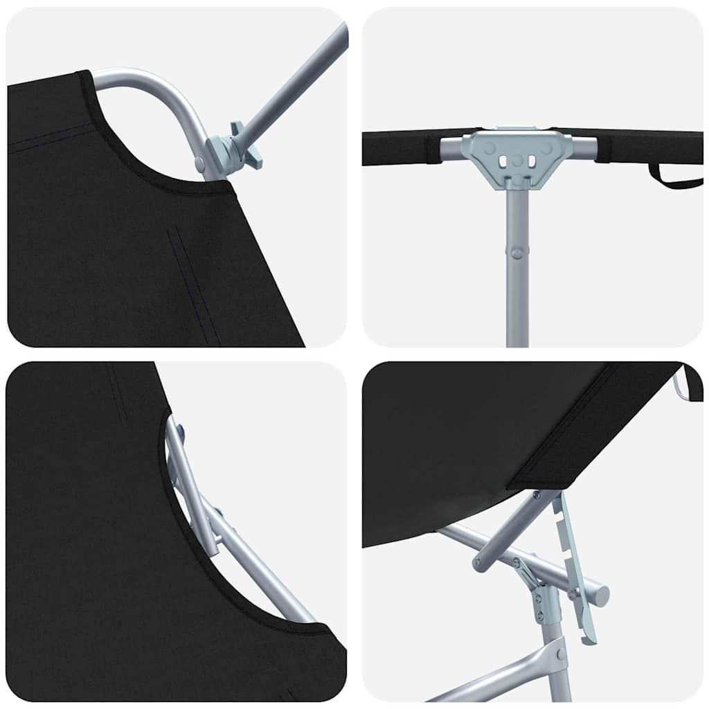 Espreguiçadeira 2-pessoa 2 pcs Preto 58 x 188 x 77cm tecido
