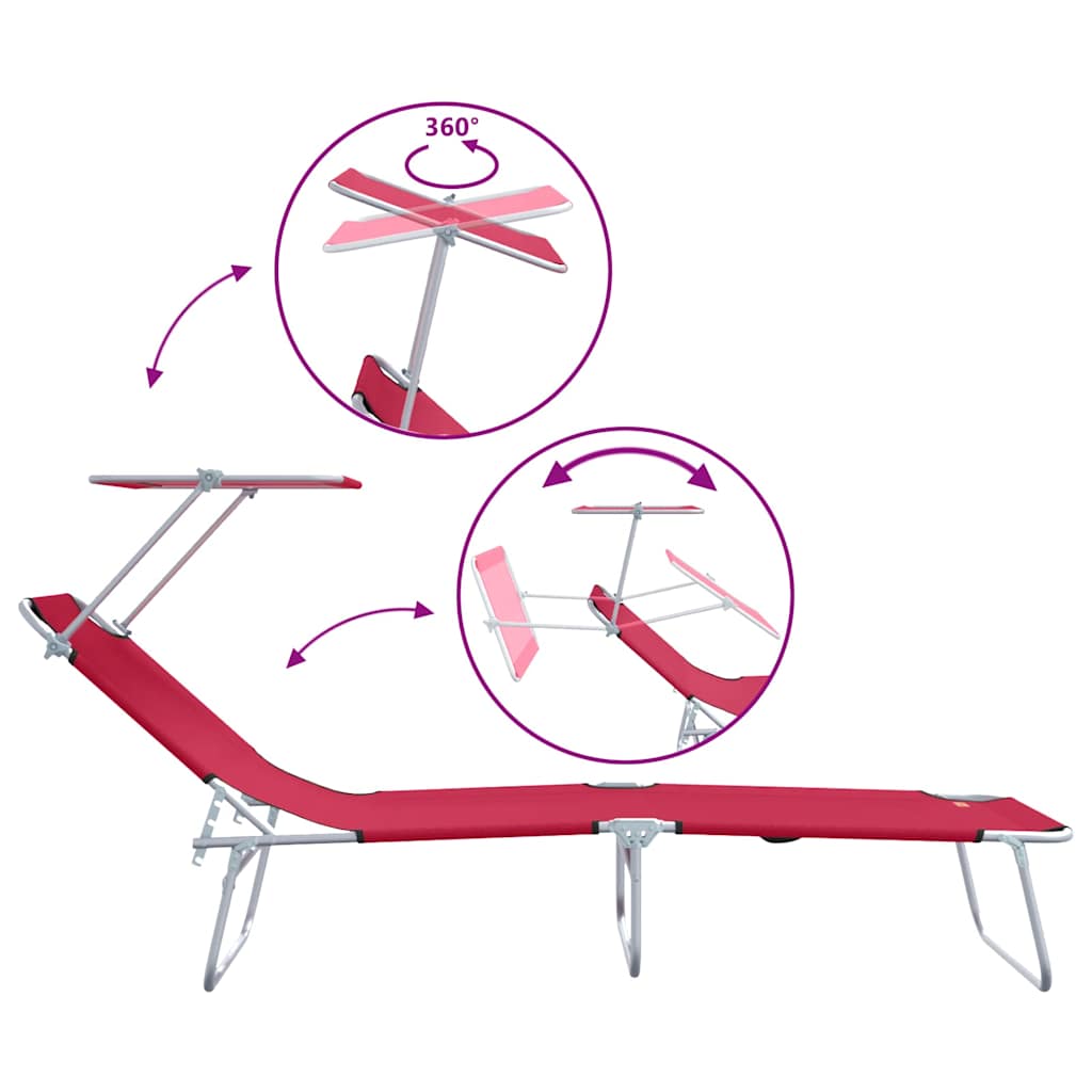 Espreguiçadeira 2-pessoa 2 pcs Vermelho 58 x 188 x 77cm tecido