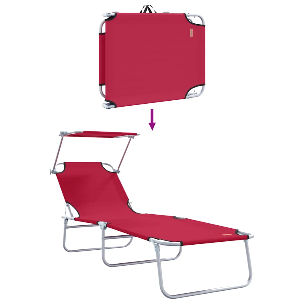 Espreguiçadeira 2-pessoa 2 pcs Vermelho 58 x 188 x 77cm tecido