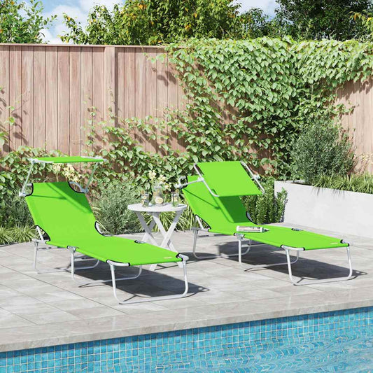 Espreguiçadeira 2-pessoa 2 pcs Verde 58 x 188 x 77cm tecido