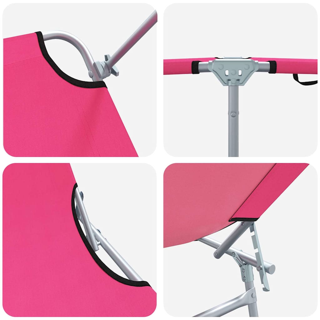 Espreguiçadeira 2-pessoa 2 pcs Rosa 58 x 188 x 77cm tecido