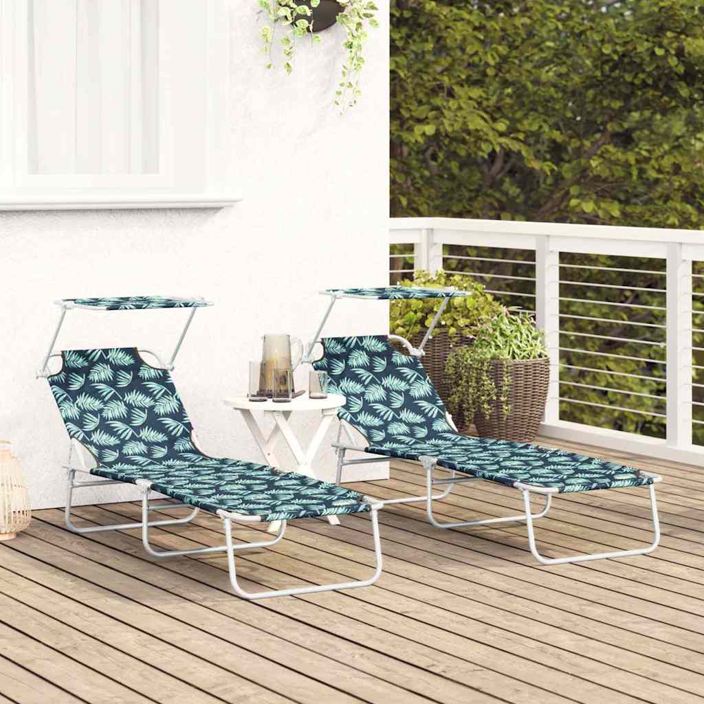 Espreguiçadeira 2-pessoa 2 pcs Verde 58 x 188 x 77cm tecido