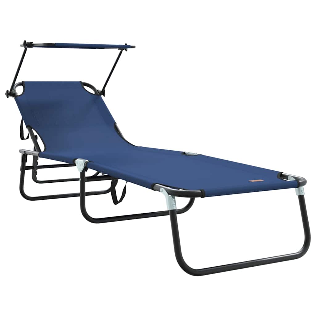 Espreguiçadeira dobrável 1-pessoa Azul 56 x 190 x 81cm tecido